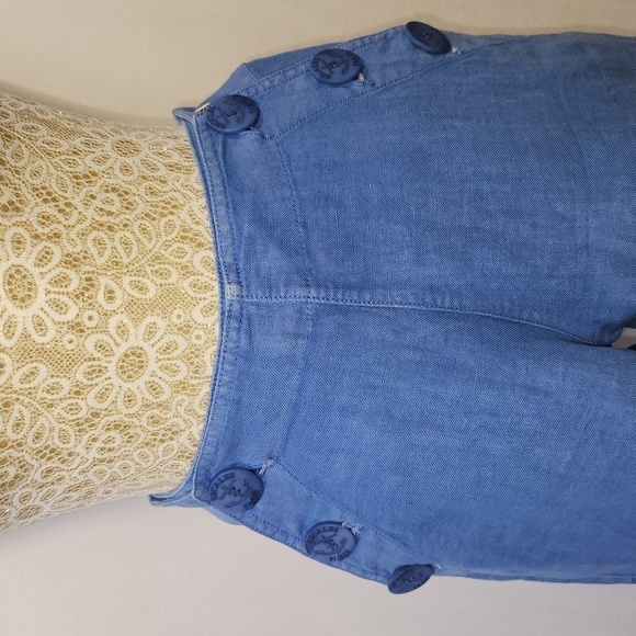 Escales Paris Women EU36/US6 100% Linen Sailor Button Front Back Pocket Shorts - Picture 2 of 16